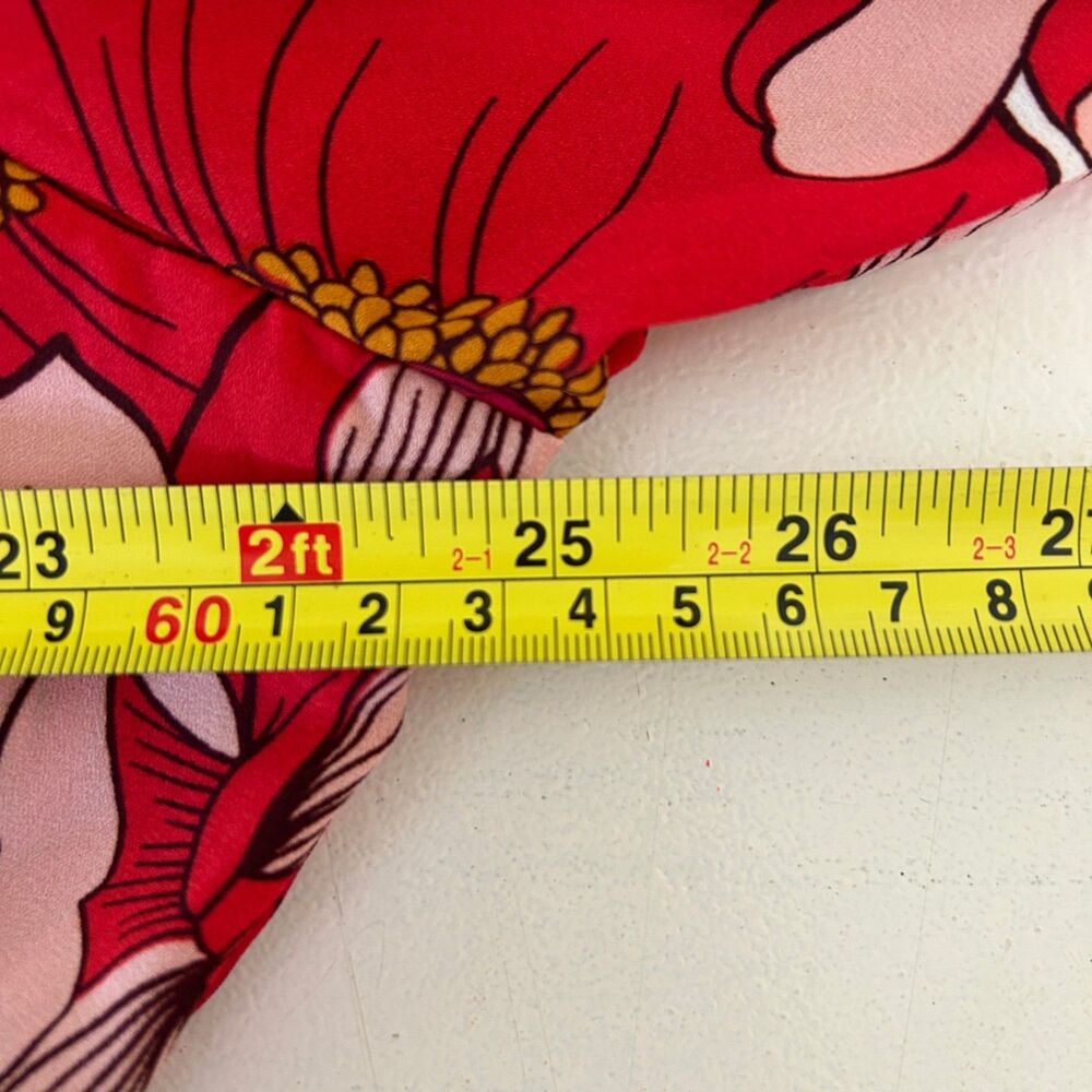Go Coco Large-Scale Floral Print Maxi Dress (1X) Red Pink Green White Leg Slits - Picture 11 of 14